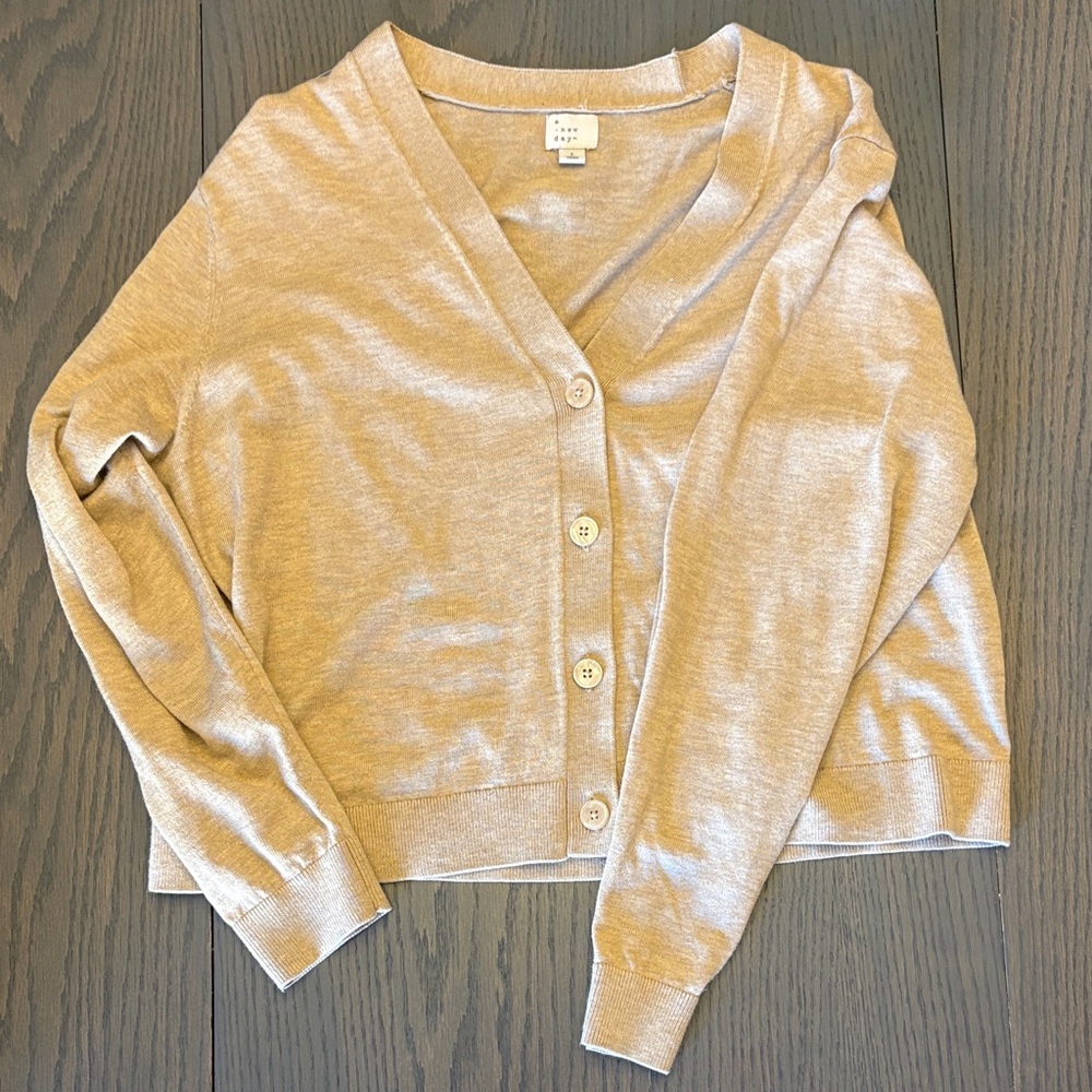a new day Beige Button-Up Cardigan